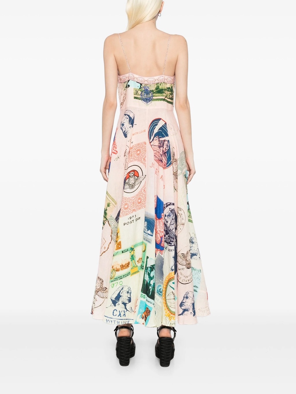 Camilla Maxi Dress with Multi-Color Passport Print - Picture 3 of 3